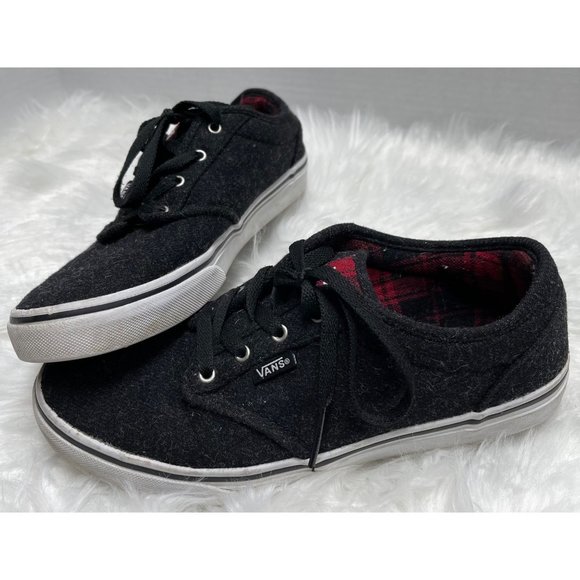 Vans Other - Vans Boys Atwood Plaid Black Red Classic Skate Shoes Size 6 Youth